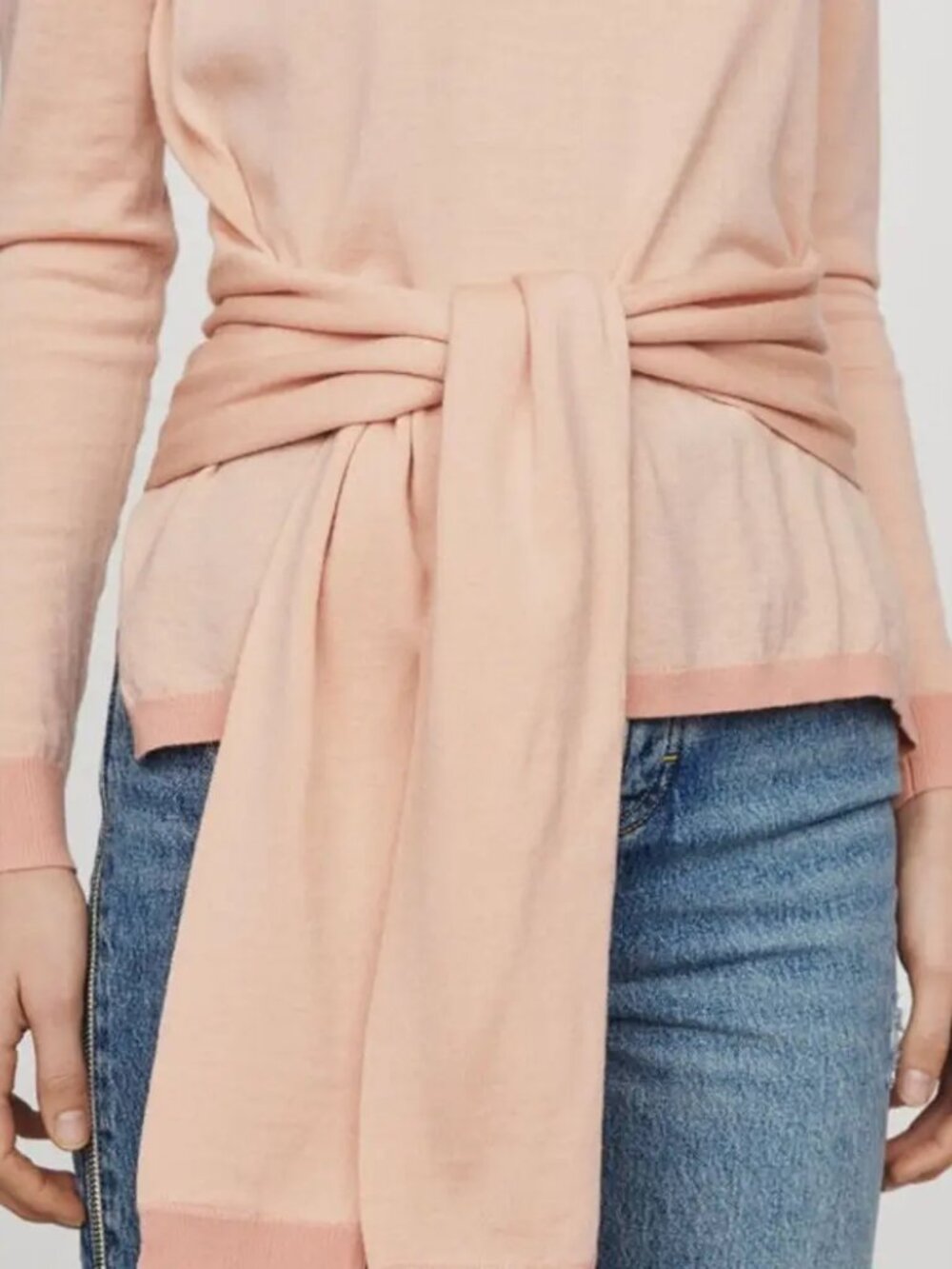 🇫🇷 Maje Peach Tie-Waist Wool Sweater - Sz M - Like New
